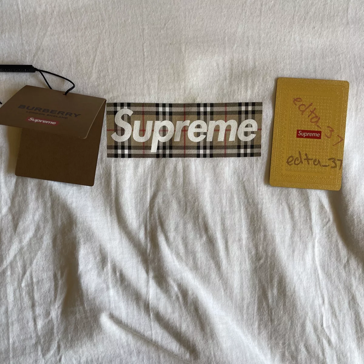 Supreme Burberry Box Logo Tee White SS22 Size Medium