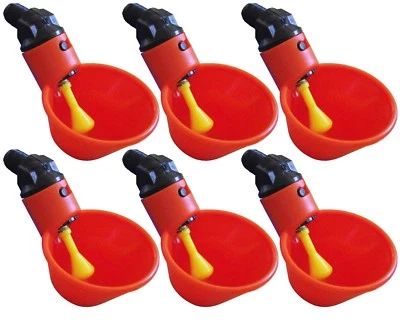 RITE FARM PRODUCTS (6) AUTOMATIC WATERER DRINKER CUPS CHICKEN COOP POULTRY CHOOK BIRD TURKEY DRINK