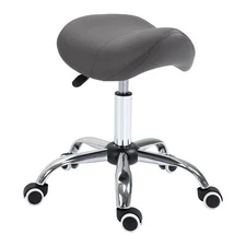 HOMCOM Ergonomic Rolling Saddle Stool PU Leather Hydraulic Spa Stool Height New
