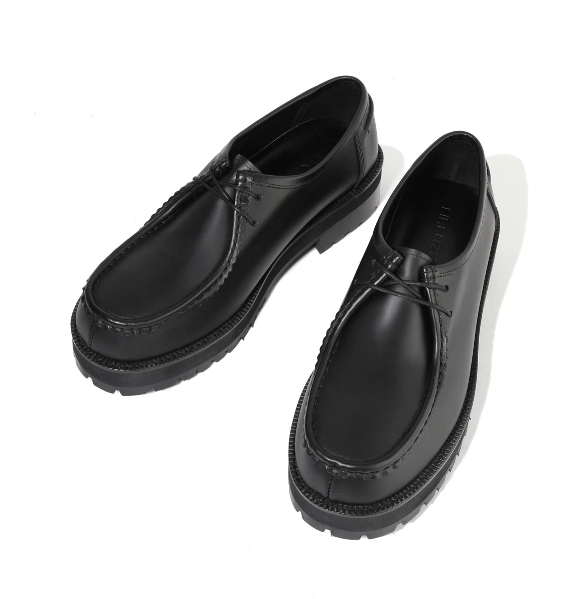 Firenze Atelier Men s Matte Black Leather Wallabee Moc Toe Oxford