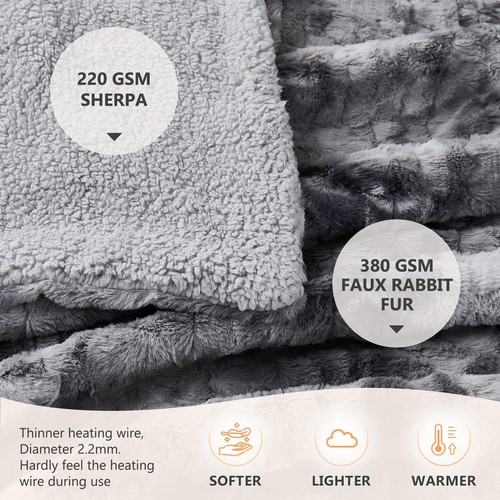 Heated Blanket Throw - 50x60 Heating Blanket Throw 5 Gears Auto-Off 10 Heat L... - Picture 2 of 9