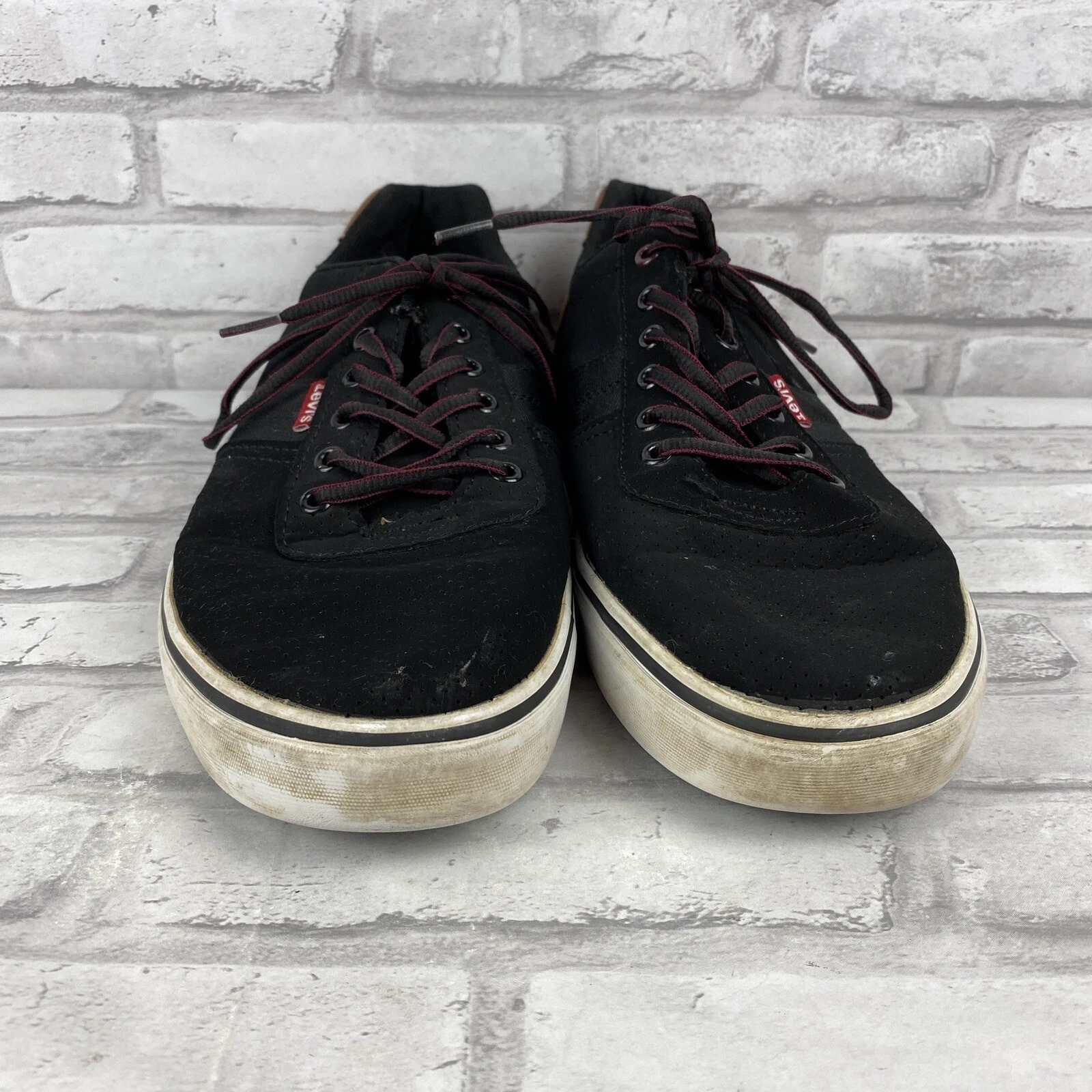 Levi's Miles Black Brown Canvas Casual Sneakers Shoes Mens Sz 13