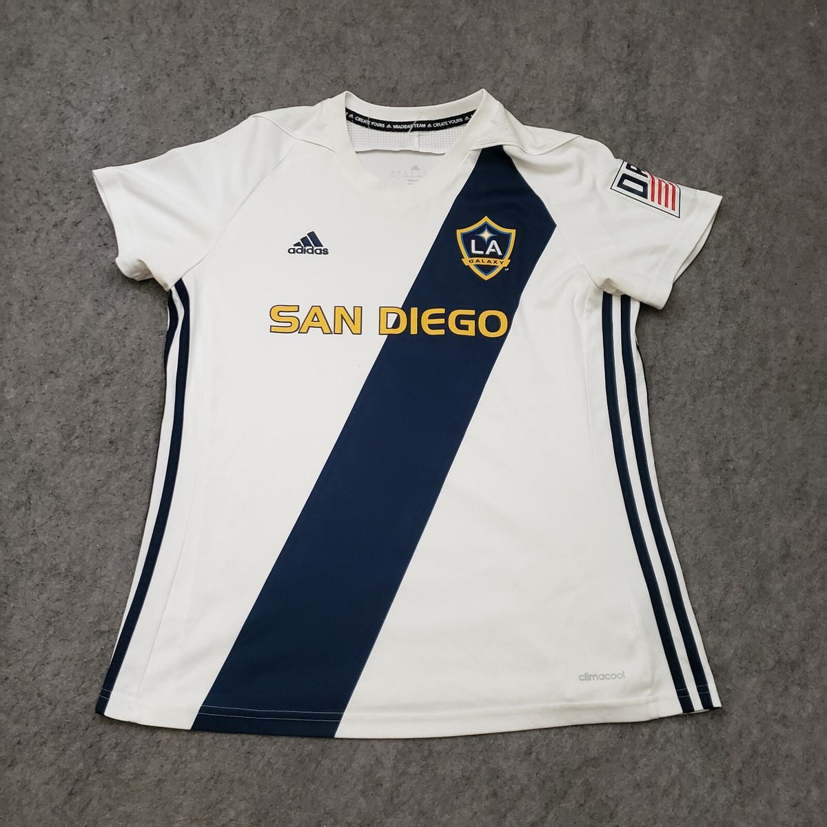 adidas LA Galaxy Jersey Lサイズ ホワイト/ブルー LA Galaxy Jersey Womens Large White Blue Soccer Futbol