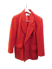 Vtg Casual Corner Classy Double Brested Red Wool Blend Blazer Jacket sz 8 Lined