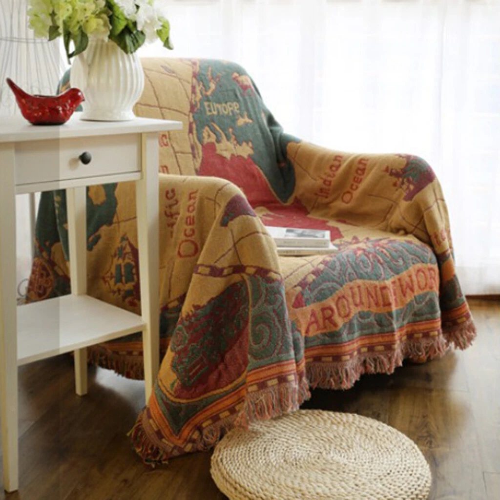 Cotton Sofa Bed Throw Soft Blanket Settee Throws Sofa Cover Rug 130cmx180cm