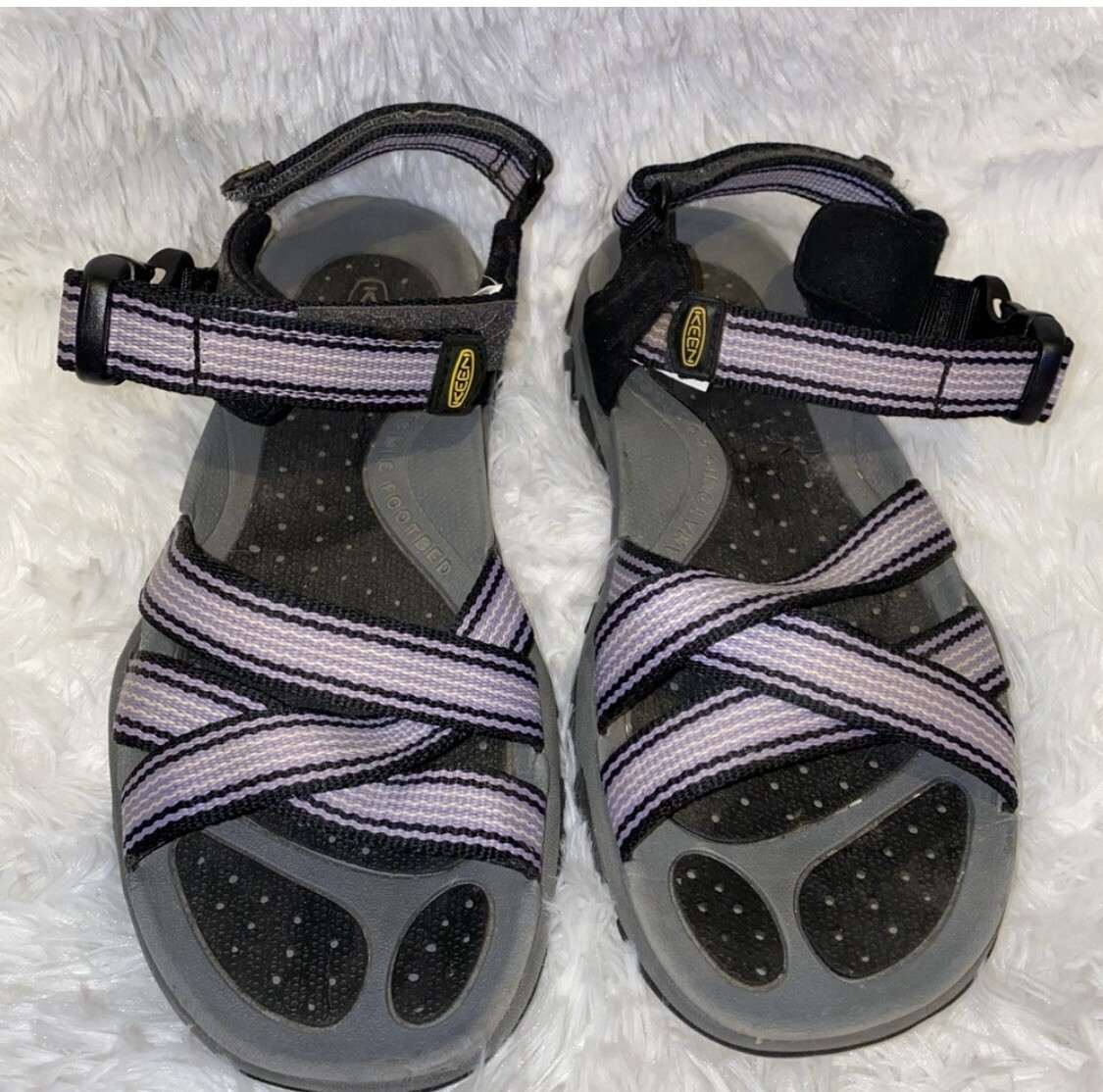 Sandali Keen carini viola lavanda a righe cinturino sportivi da passeggio scarpe 7