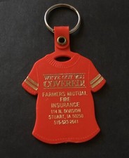 Vintage Keychain FARMERS MUTUAL FIRE INSURANCE Key Fob Ring STUART, IA. USA Made