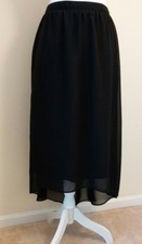 Cato Dressy Skirt, Size 8, Black, Long or Midi, High Low Hem, 2 Layers