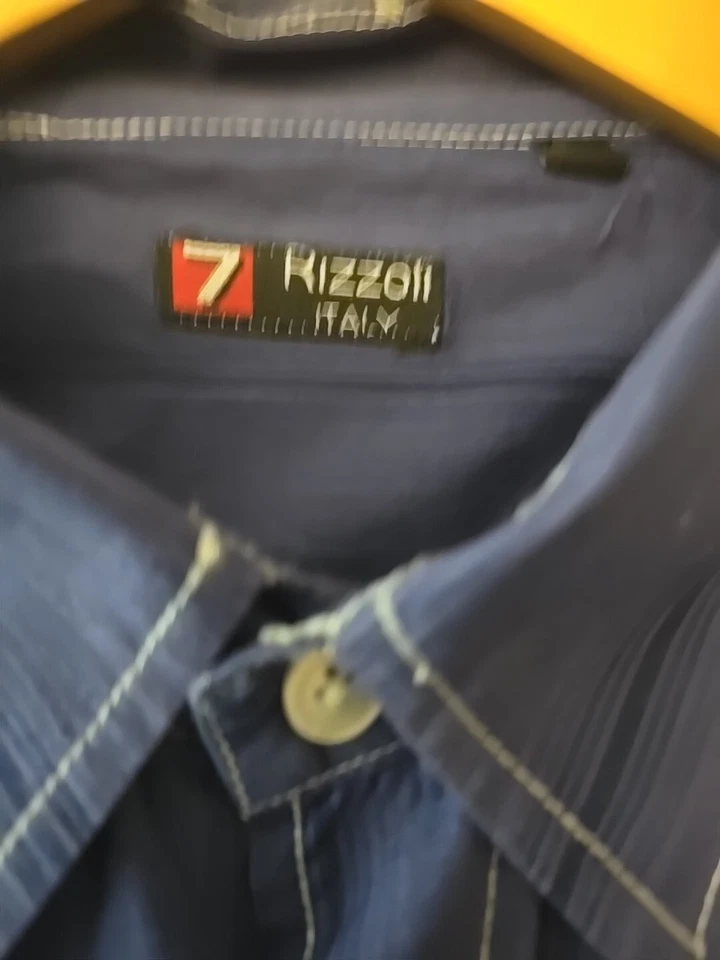 7 Rizzoli Italy Button Up Men's Shirt  Size XL Blue Stripes/floral - Изображение 3 из 4
