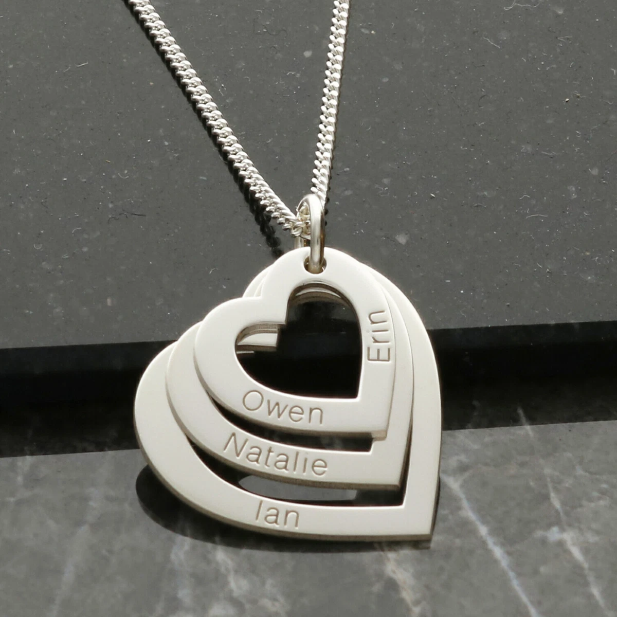 Sterling silver sale personalised family necklace