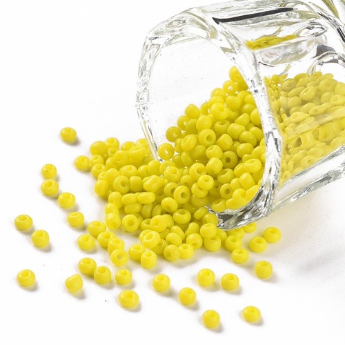 Round Seed Beads Glass - Opaque Yellow 2mm Size 11/0 - 50g/3200pcs Small Fillers - Picture 2 of 6