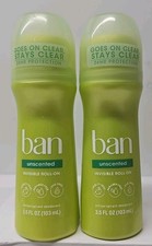 2 pack BAN Anti-Perspirant Deodorant Roll-On-Unscented-3.5oz Each