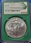 A 2014 US Silver Eagle $1 NGC MS69 US Mint Sealed Box Green Core Slab