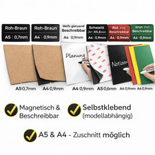 Magnetfolie Magnetbogen Magnetplatte Selbstklebend 3M ODER Farblich Farbig Tafel