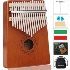 Kalimba Thumb Piano 17 Keys with Tune Hammer and Study Instruction,Portable M...