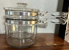 Vintage Pyrex Flameware Glass Double Boiler with Insert and Lid #6283