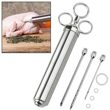 4 oz Stainless Steel Commercial Grade Meat Marinade Flavor Injector Silver