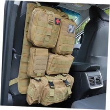 Tactical Car Seat Back Organizer Hanger Bag with 5 Detachable Molle Pouch Khaki