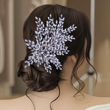 Wedding Rhinestone Hair Piece Leaf Bride Side Headpieces Crystal Hair for Bri...