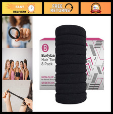 Elastic Hair Ties No Damage for Thick Hair, 8 Pack Black - Extra Large Non-Slip