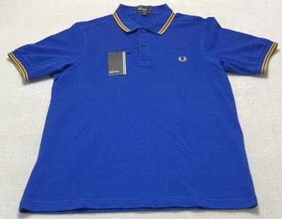 Fred Perry Polo Mens Medium Regal Blue Cotton  Slim Fit  Polo Shirt NWT