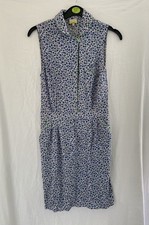 Hobbs NW3 UK 10 white, blue, green floral  print shift dress knee length midi