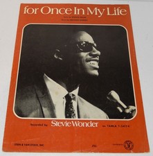 Stevie Wonder For Once In My Life Vintage Sheet Music 1967 Motown Tamla Record