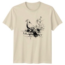 Pigeon Bird On Wall Nature Drawing T-Shirt Urban Birds Sketch Art