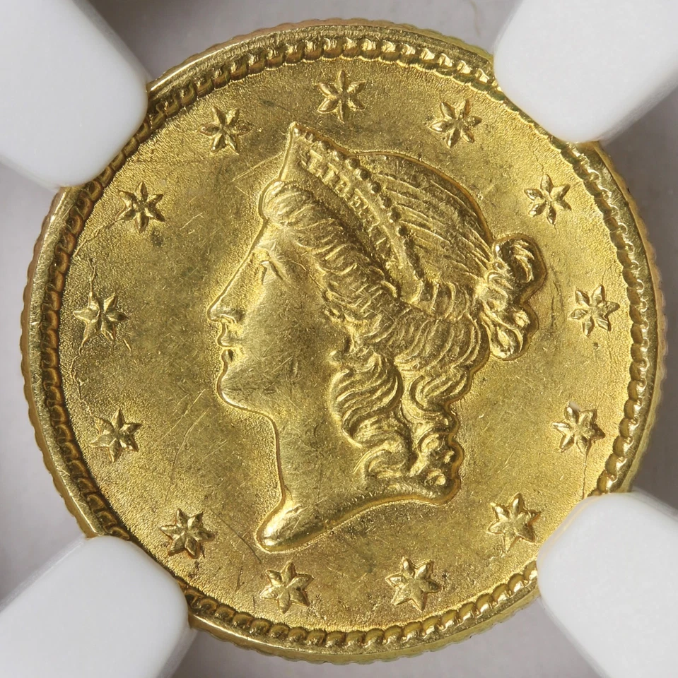 1851 G$1 Gold Dollar NGC UNC Details - Bent, Cleaned - Image 3 of 4