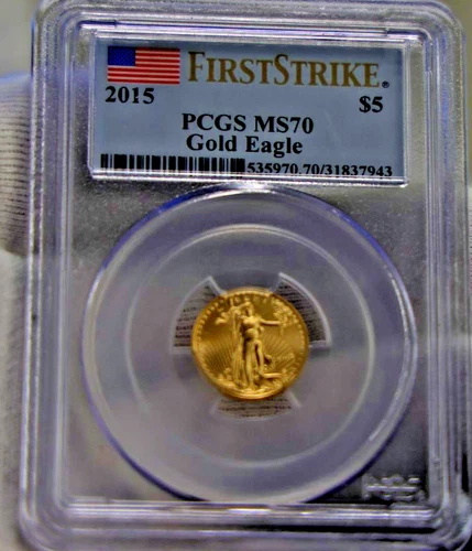 2015 US 1/10th oz Gold Eagle $5 PCGS MS70 First Strike