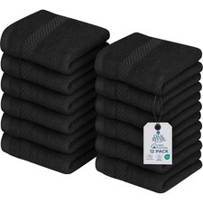12-Pack 12x12 in Black 100 Cotton Face Towels 550 GSM Reusable Wash Cloth
