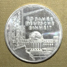 S7 - Germany 10 Mark 2000-D Brilliant Uncirculated Silver Coin - Reunification