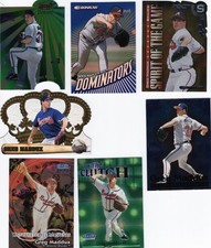 GREG MADDUX 15 CARD LOTBV$70 BOWMAN,DONRUSS,FLEER,LEAF,PACIFIC,plus 4 more cards