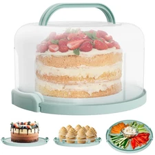 Cake Carrier with Lid and Handle - Multipurpose Cake Stand with Lid for 10” Cake