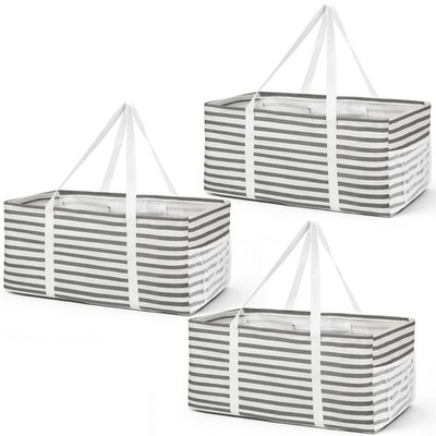 VZZNN 3 PCS Extra Large Tote Bag Reusable Grocery Bags with Metal Wire Frame ...