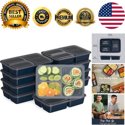 Prep - 20-Piece 3-Compartment Reusable Meal Prep Containers with Lids, PFAS &...