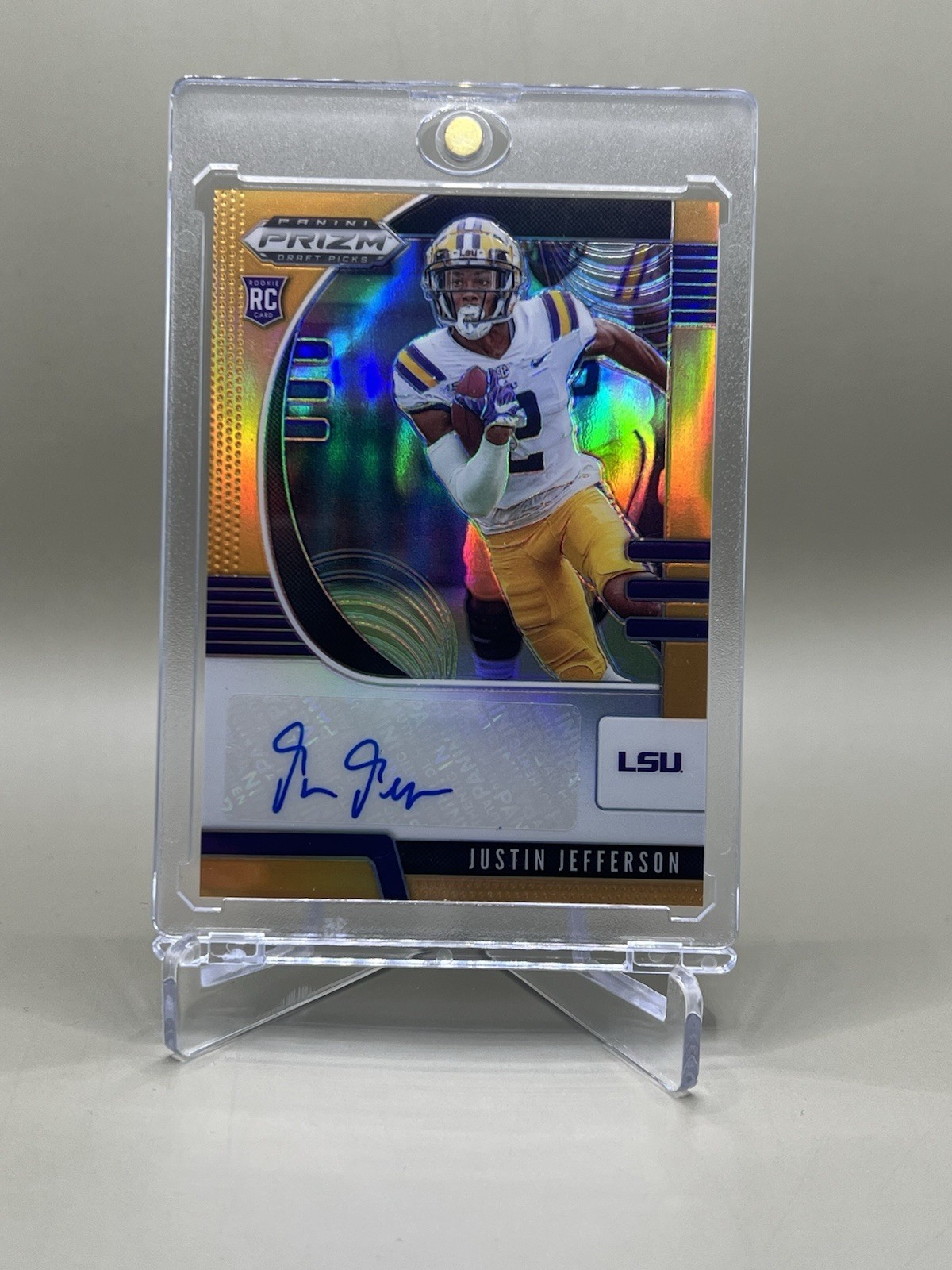 2020 Prizm DP Rookies Justin Jefferson #126 Neon Orange Prizm Autographs /149