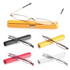 2xUltra Thin Mini Reading Glasses Foldable Eyewear Presbyopic Eyeglasses 1.0 4.0