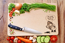 Vesperbrett Schneidbrett Holz Buche mit Lasergravur lustige Motive Geschenk