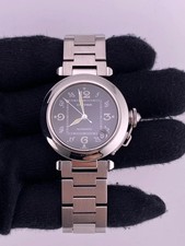 #51 Cartier Pasha C 35mm SS Black Dial Ladies Watch W31043M7 $1 START🔥