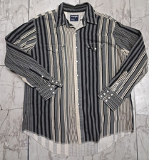 Vintage Wrangler Western Pre Shrunk Regular Pearl Snap Shirt Striped Men's 18x35