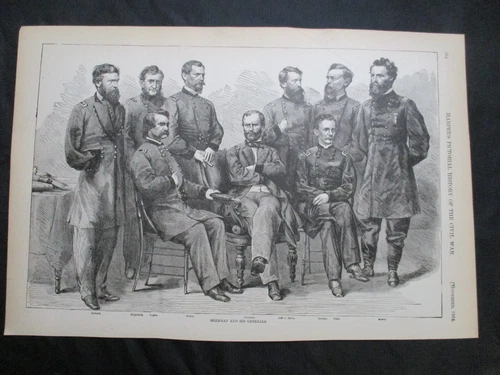 1894  Civil War Print - General Sherman & His Generals, All Identified