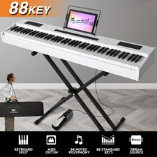 MUSTAR White 88 Keys Full Weighted Hammer Action Digital Piano Keyboards w/Pedal