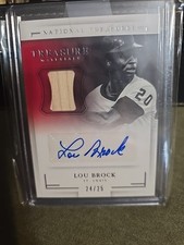 Lou Brock National Treasures Autograph Bat 6/25 St Louis Cardinals