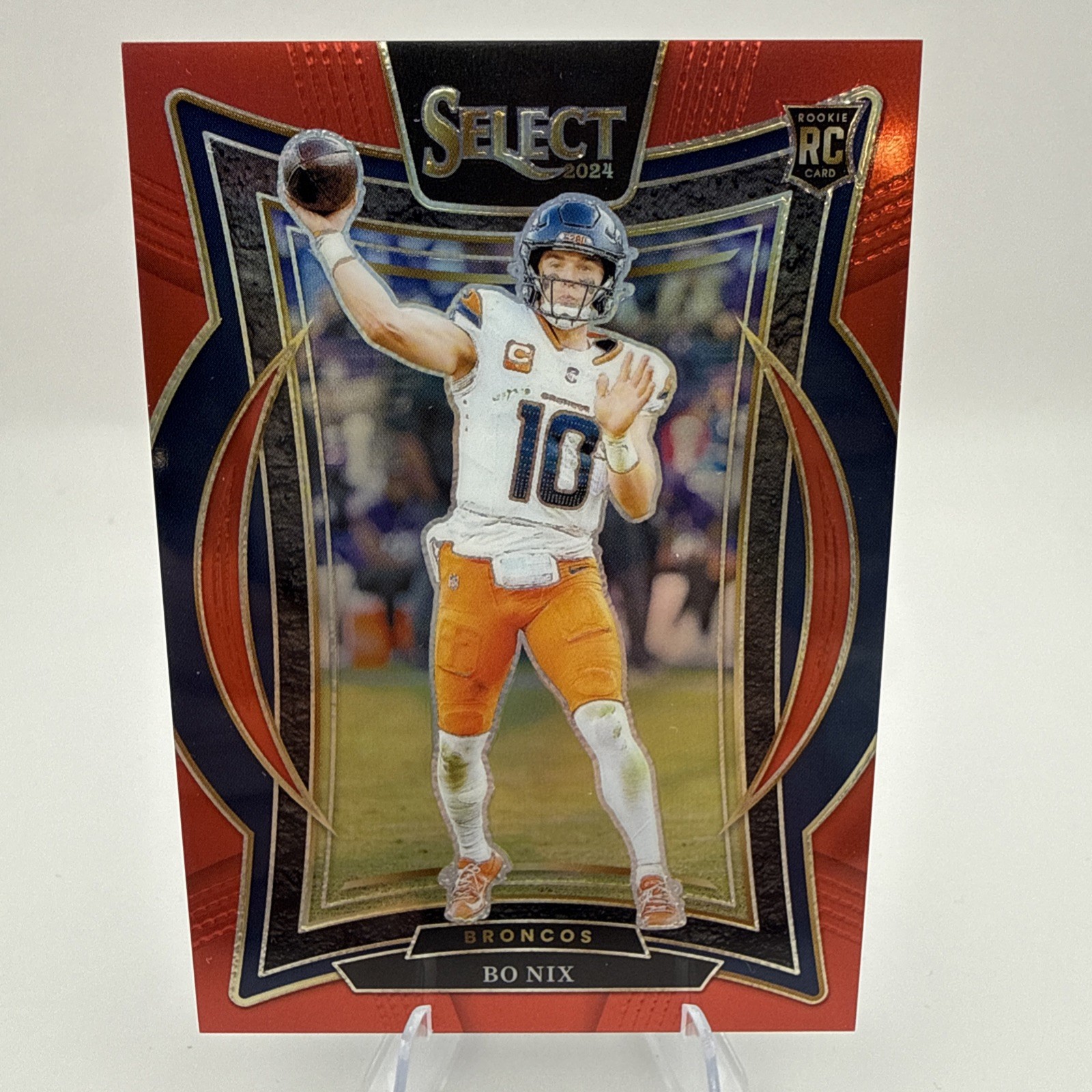 Rookie Card Bo Nix 2024 Panini Select Concourse Red Prizm /99 #30 Broncos