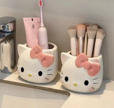Sanrio Hello Kitty Ceramic Toothbrush Holder Bathroom Set Pink White 12x11cm