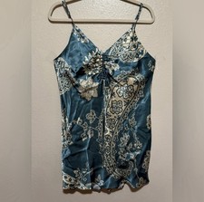 Zara Women's Teal Satin Ruched Front Mini Dress