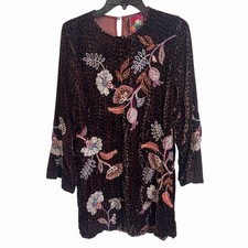 Johnny Was NEW Swing Dress Velvet Embroidered Leopard Print Sz S Kimono Slv Boho