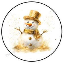 GOLD SNOWMAN WINTER CHRISTMAS ENVELOPE SEALS LABELS STICKERS PARTY FAVORS