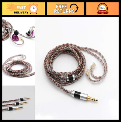 8-Core Silver Copper Foil Braided Upgrade Cable for In-Ear Monitors, 3.5mm Jack